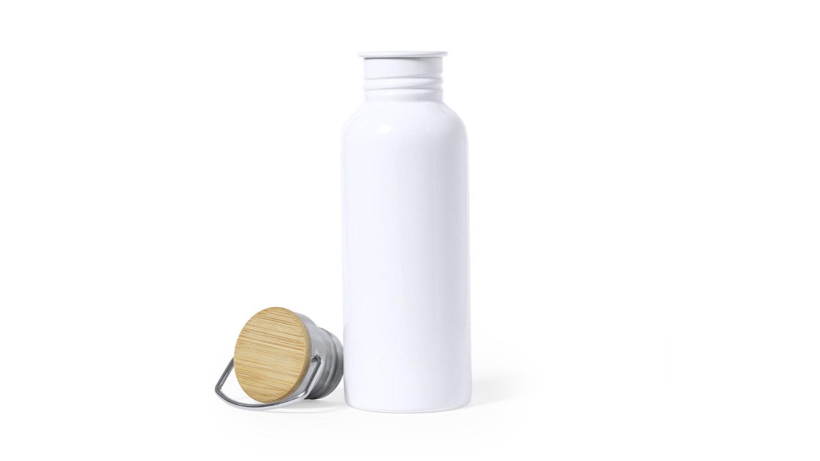 &quot;Cantimplora retro de 700ml en acero inoxidable con asa vintage y tapón de bambú, ideal para sublimación.&quot;






